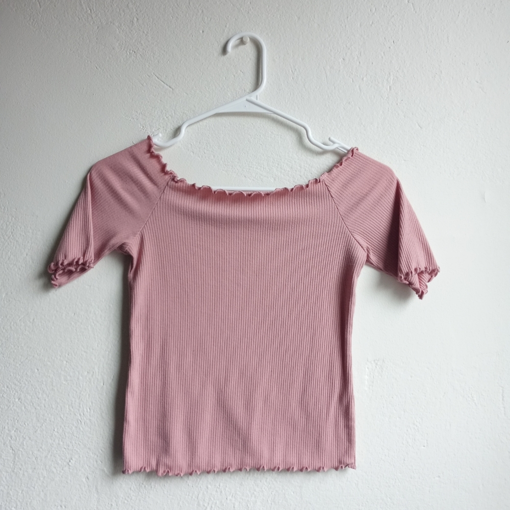 Caution to the Wind Pink Off The Shoulder Crop Top